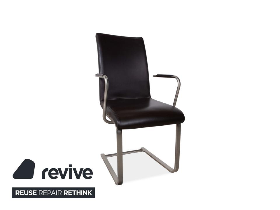 4er Garnitur Venjakob Leder Stuhl Braun – Bild 3