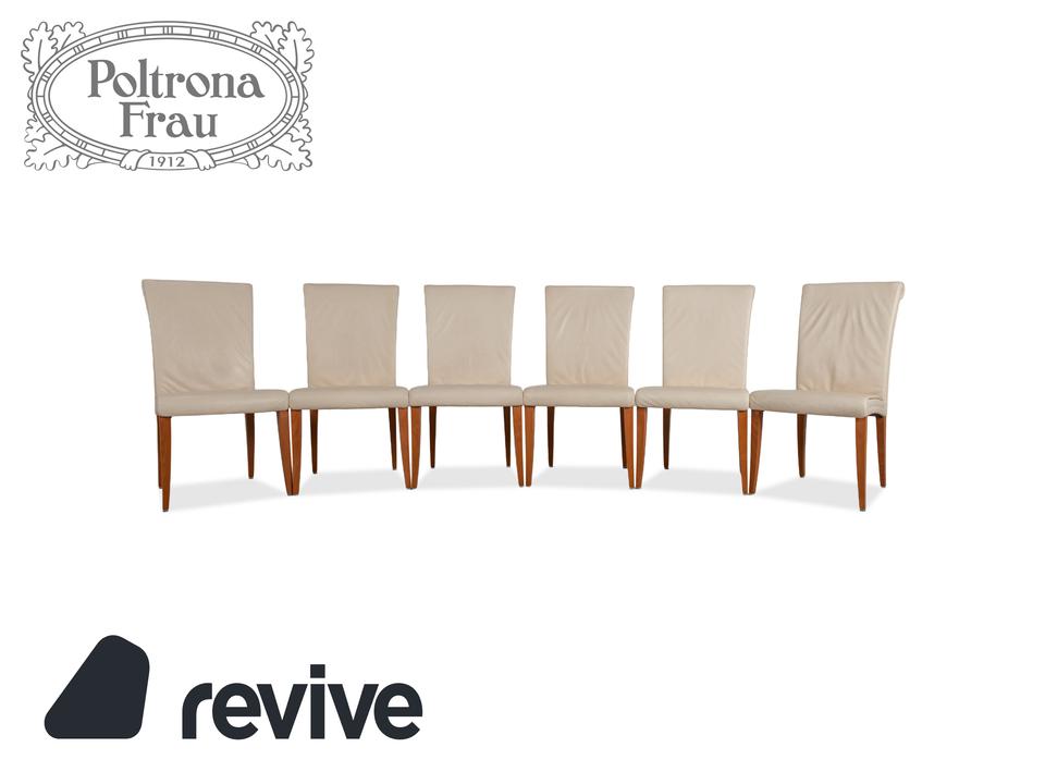 6er Garnitur Poltrona Frau Vittoria Leder Stuhl Creme