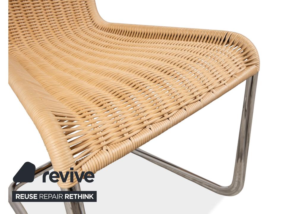 4er Garnitur Tecta B20 Geflecht Stuhl Beige Chrom – Bild 4