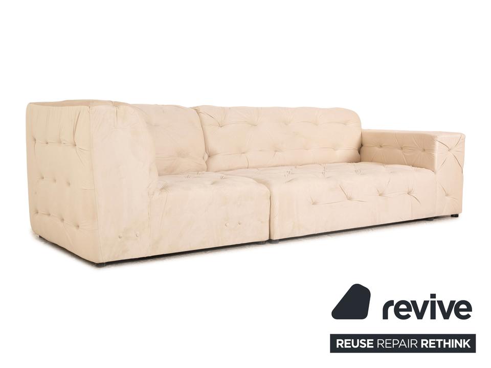 IconX STUDIOS Venus Samt Stoff Dreisitzer Sofa Couch Beige – Bild 5