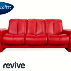Stressless Legend Dreisitzer Leder Sofa Rot manuelle Funktion