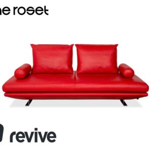 Ligne Roset Prado Zweisitzer Leder Sofa Rot Daybed Couch