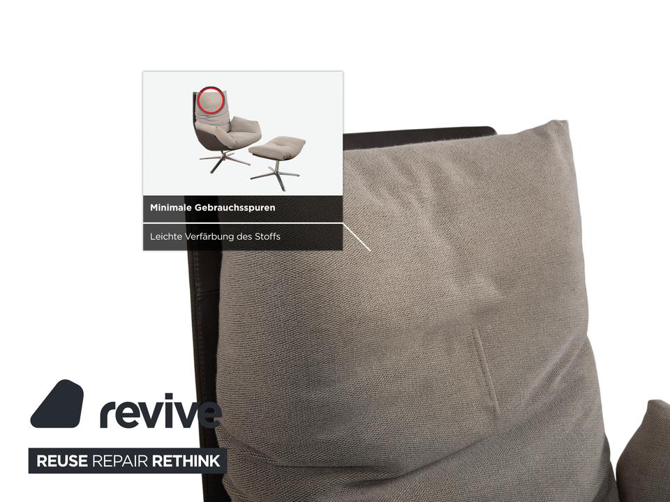 COR Cordia Lounge Sessel inkl. Hocker Leder Braun Stoff Beige – Bild 9