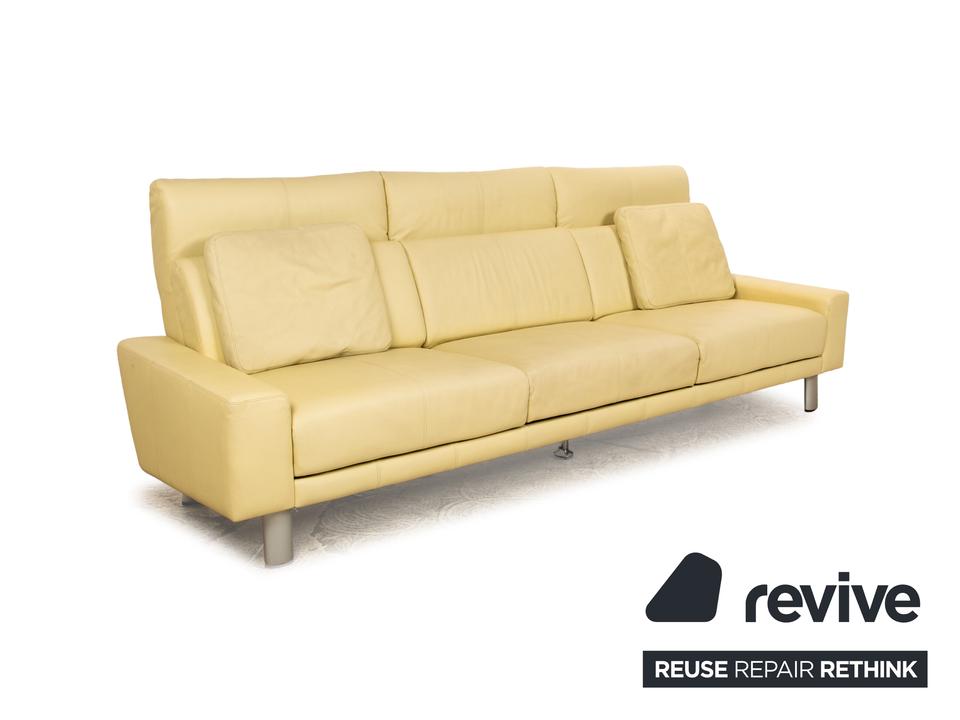 Laauser Leder Dreisitzer Grün Grüngelb Sofa Couch manuelle – Bild 10
