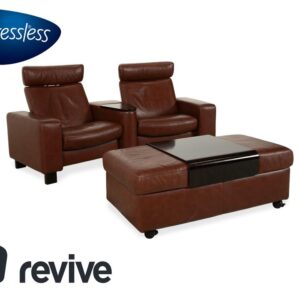 Stressless Arion Leder Zweisitzer Hocker Braun manuelle Funktion