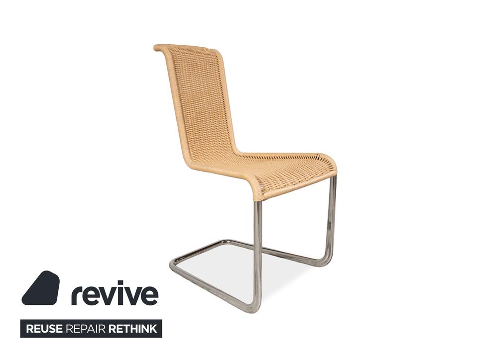 4er Garnitur Tecta B20 Geflecht Stuhl Beige Chrom – Bild 3