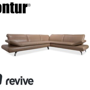 Contur Rodrigo Leder Ecksofa Hellbraun Creme Mokka manuelle