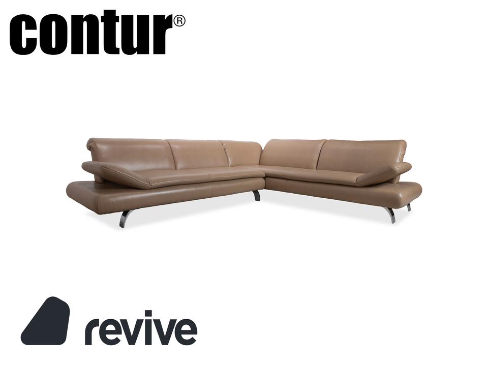 Contur Rodrigo Leder Ecksofa Hellbraun Creme Mokka manuelle