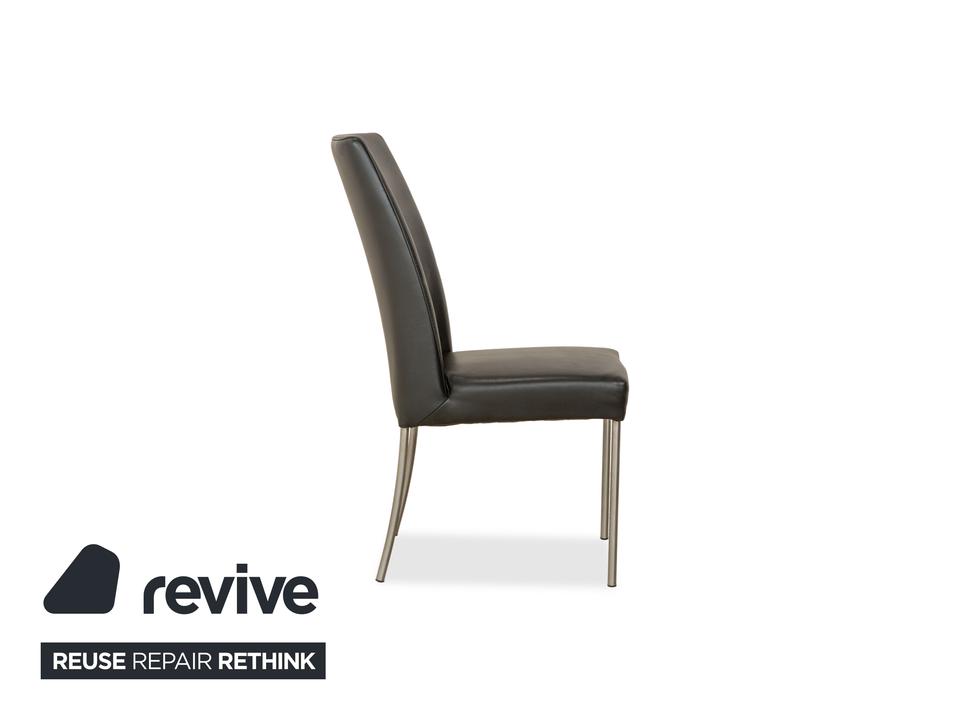 4er Garnitur bert plantagie Leder Stuhl Schwarz – Bild 6