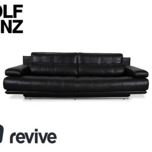 Rolf Benz 6500 Dreisitzer Leder Sofa Schwarz manuelle Funktion