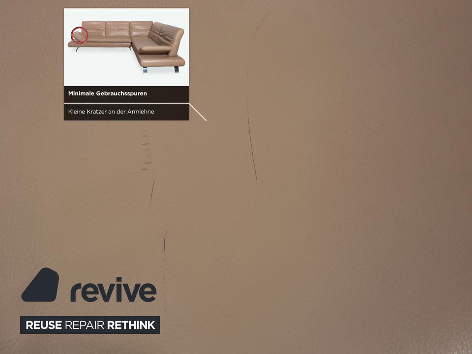 Contur Rodrigo Leder Ecksofa + Hocker Hellbraun Creme Mokka – Bild 8