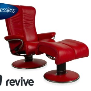 Stressless Blues Leder Sessel Rot inkl. Hocker manuelle
