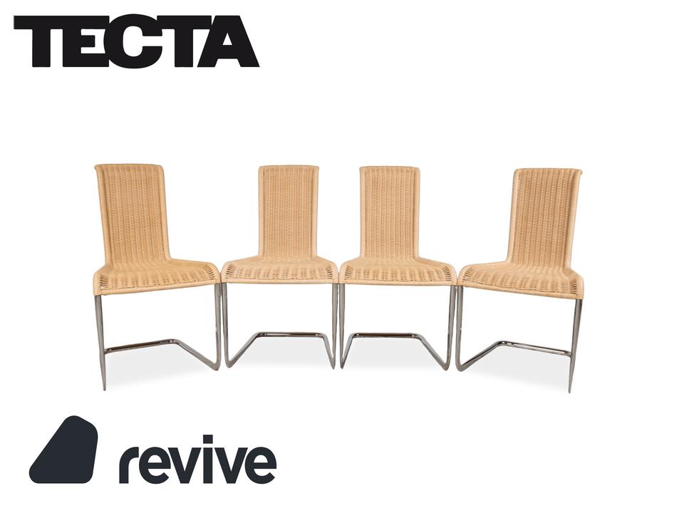 4er Garnitur Tecta B20 Geflecht Stuhl Beige Chrom