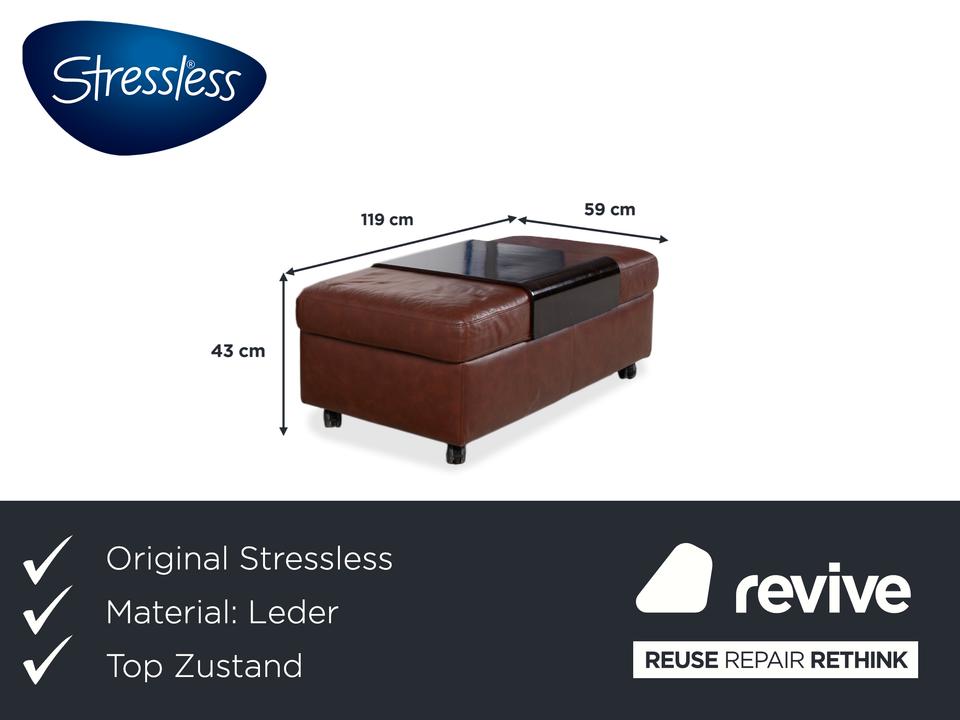 Stressless Arion Leder Holz Hocker Braun Rollen – Bild 2