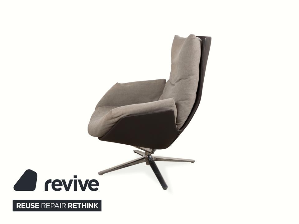 COR Cordia Lounge Sessel inkl. Hocker Leder Braun Stoff Beige – Bild 14