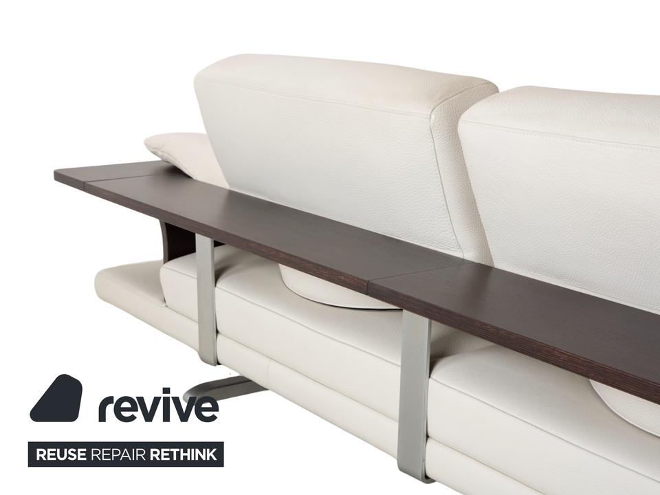 Himolla Leder 2x Dreisitzer Creme Weiß Holz Sofa Couch – Bild 8