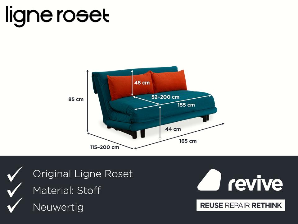 Ligne Roset Multy Stoff Dreisitzer Blau Pertol Orange manuelle – Bild 2