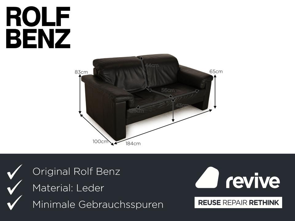 Rolf Benz 4000 Leder Zweisitzer Schwarz Sofa Couch ✨ – Bild 2