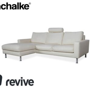 Machalke Leder Ecksofa Creme Weiß Sofa Couch verstellbare