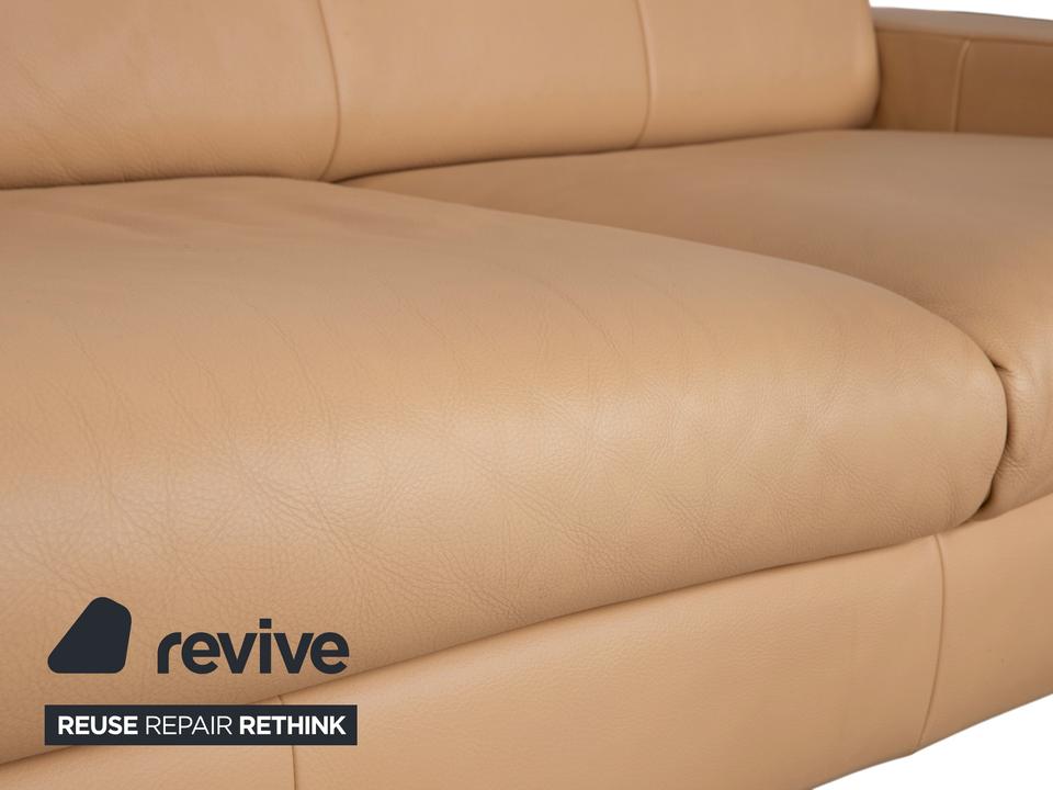 Rolf Benz AK 644 Zweisitzer Leder Sofa Creme Beige Couch – Bild 3