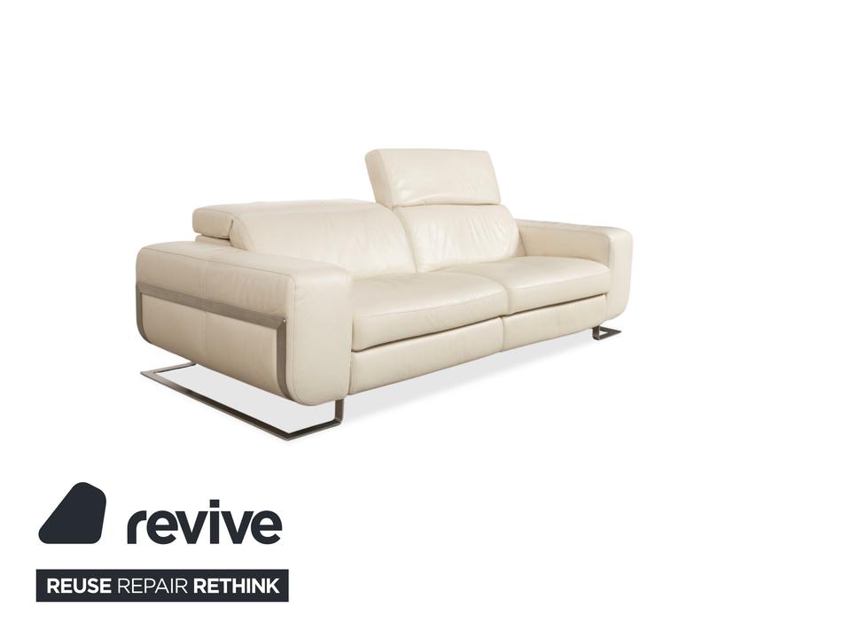 Joop 007 Leder Dreisitzer Creme Sofa Couch Metallfüße – Bild 4