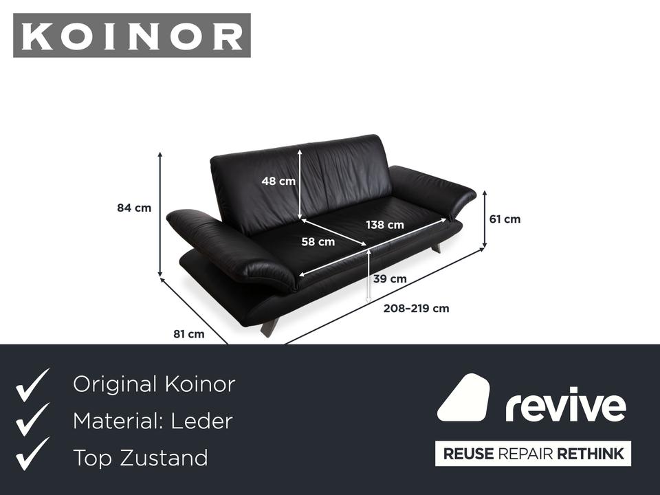 Koinor Rossini Leder Sofa Schwarz Zweisitzer manuelle Funktion – Bild 2