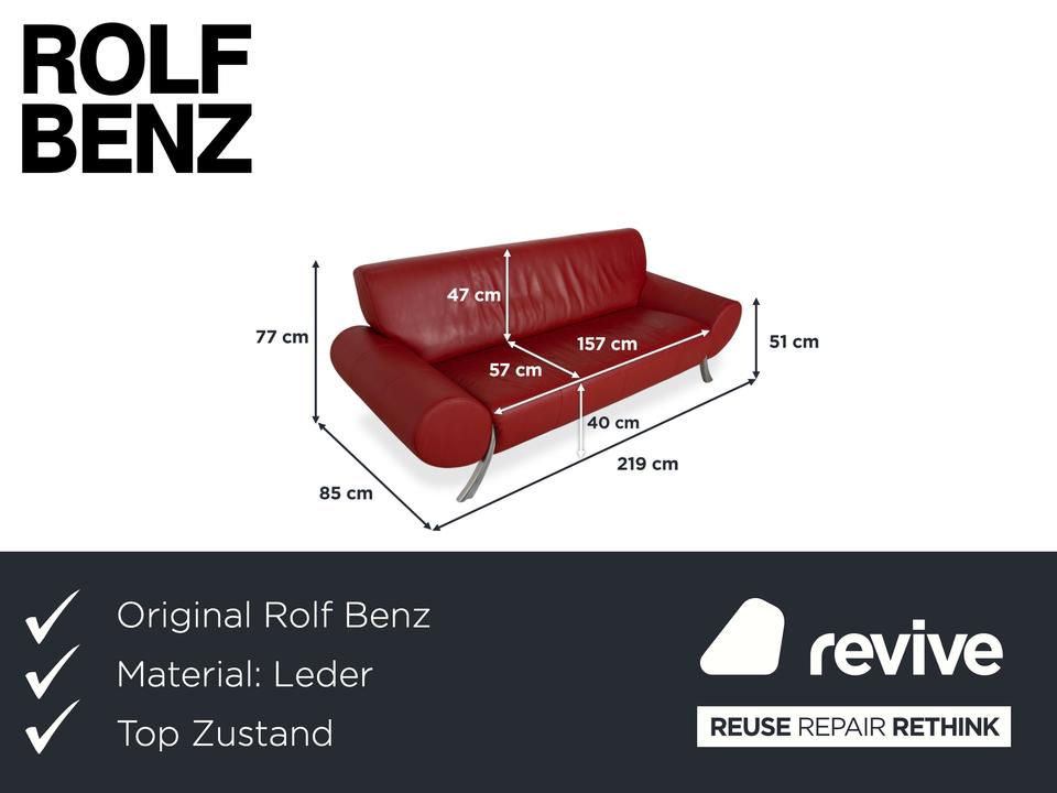 Rolf Benz 545 Leder Zweisitzer Rot Sofa Couch – Bild 2