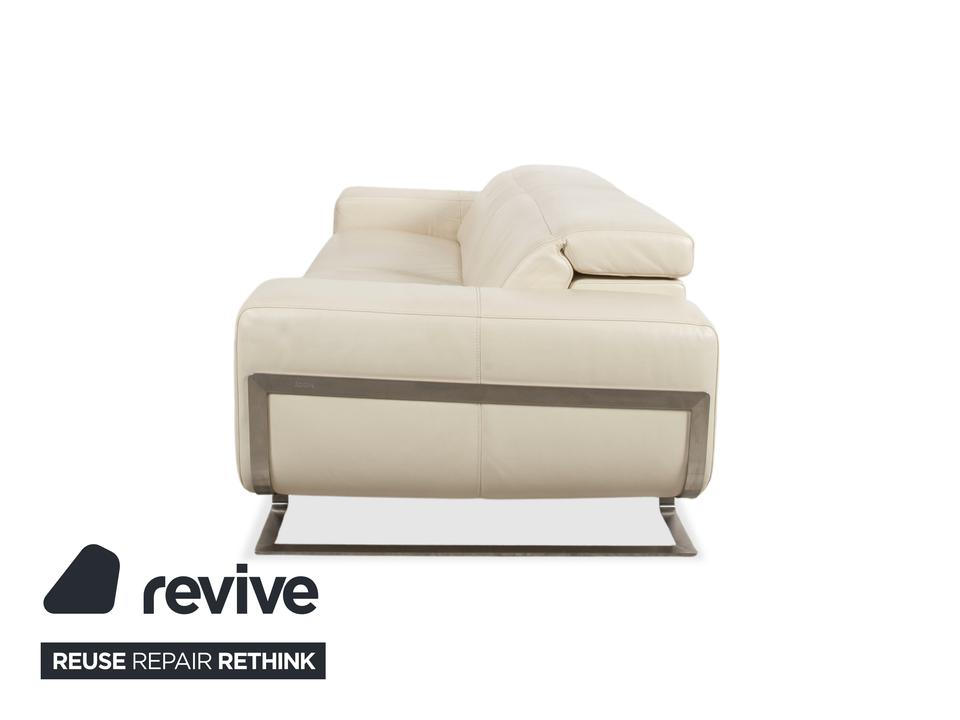 Joop 007 Leder Dreisitzer Creme Sofa Couch Metallfüße – Bild 14