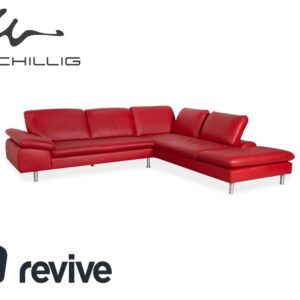 Willi Schillig Loop Leder Ecksofa Rot manuelle Funktion Sofa