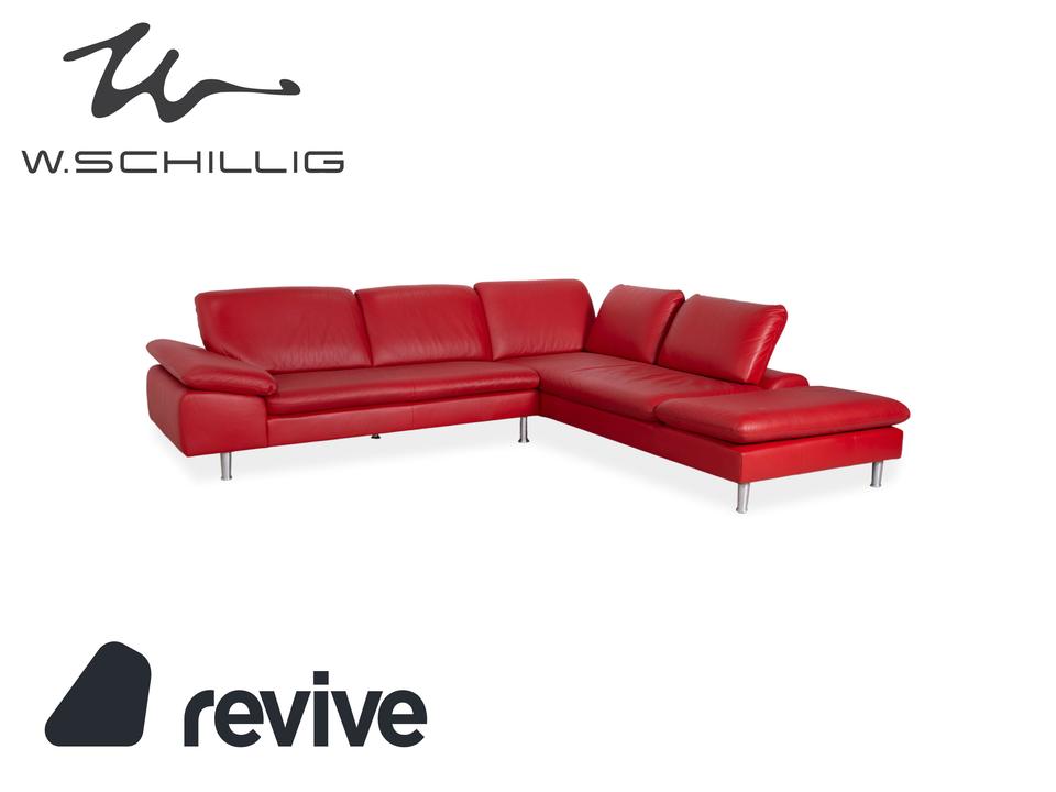 Willi Schillig Loop Leder Ecksofa Rot manuelle Funktion Sofa