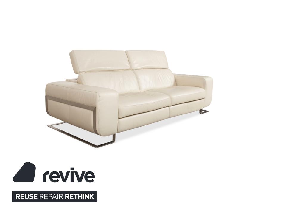 Joop 007 Leder Garnitur Dreisitzer & Zweisitzer Creme Sofa Couch – Bild 4