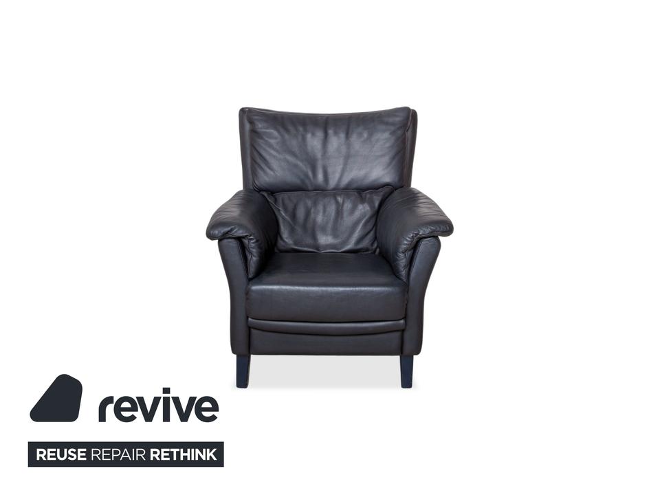 Willi Schillig Leder Sessel Dunkelblau Marineblau – Bild 12