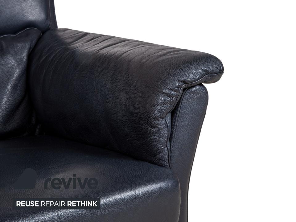 Willi Schillig Leder Sessel Dunkelblau Marineblau – Bild 5