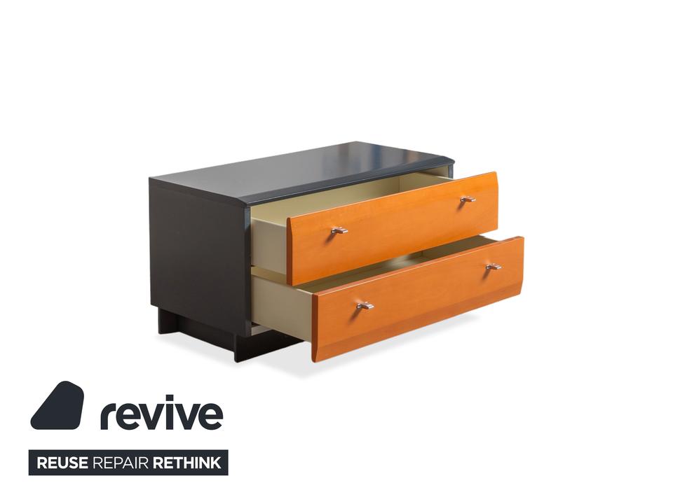 Interlübke Holz Sideboard Braun Blau Grau Navyblau Nachttisch – Bild 4