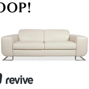Joop 007 Leder Zweisitzer Creme Sofa Couch Metallfüße