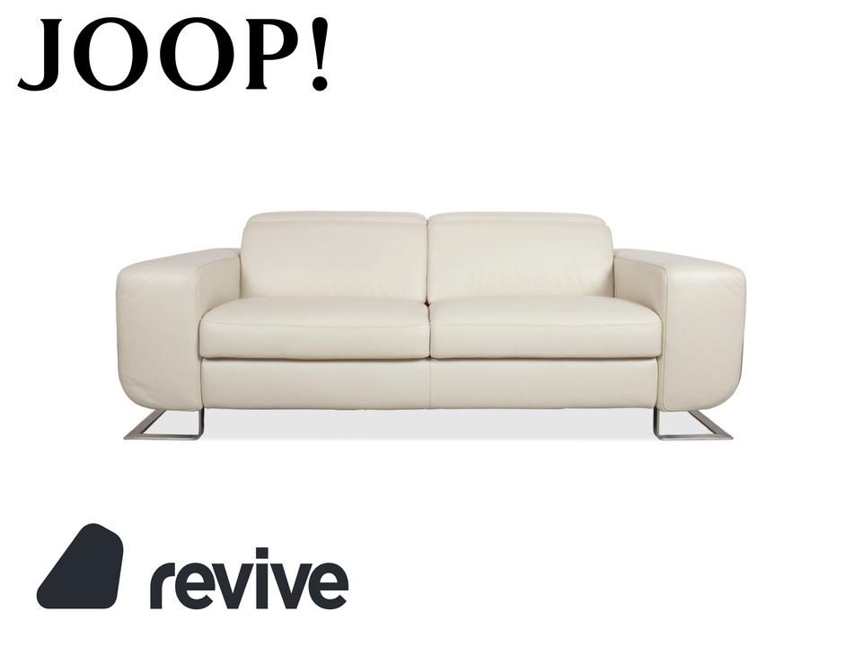 Joop 007 Leder Zweisitzer Creme Sofa Couch Metallfüße
