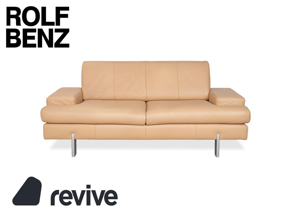 Rolf Benz AK 644 Zweisitzer Leder Sofa Creme Beige Couch