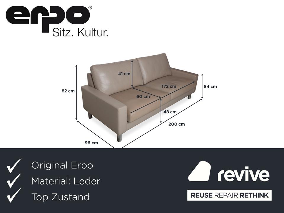 Erpo CL 500 Leder Dreisitzer Creme Beige Sofa Couch – Bild 2