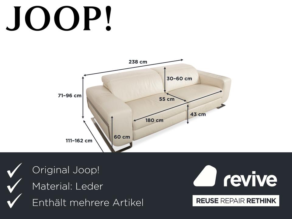 Joop 007 Leder Garnitur Dreisitzer & Zweisitzer Creme Sofa Couch – Bild 3