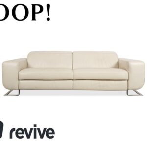 Joop 007 Leder Dreisitzer Creme Sofa Couch Metallfüße