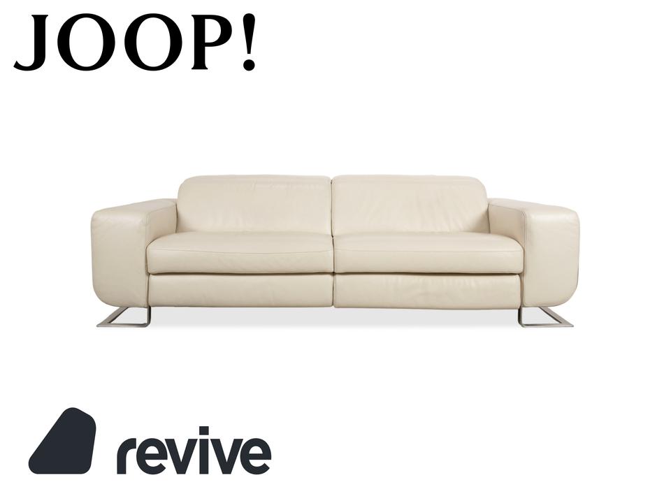 Joop 007 Leder Dreisitzer Creme Sofa Couch Metallfüße