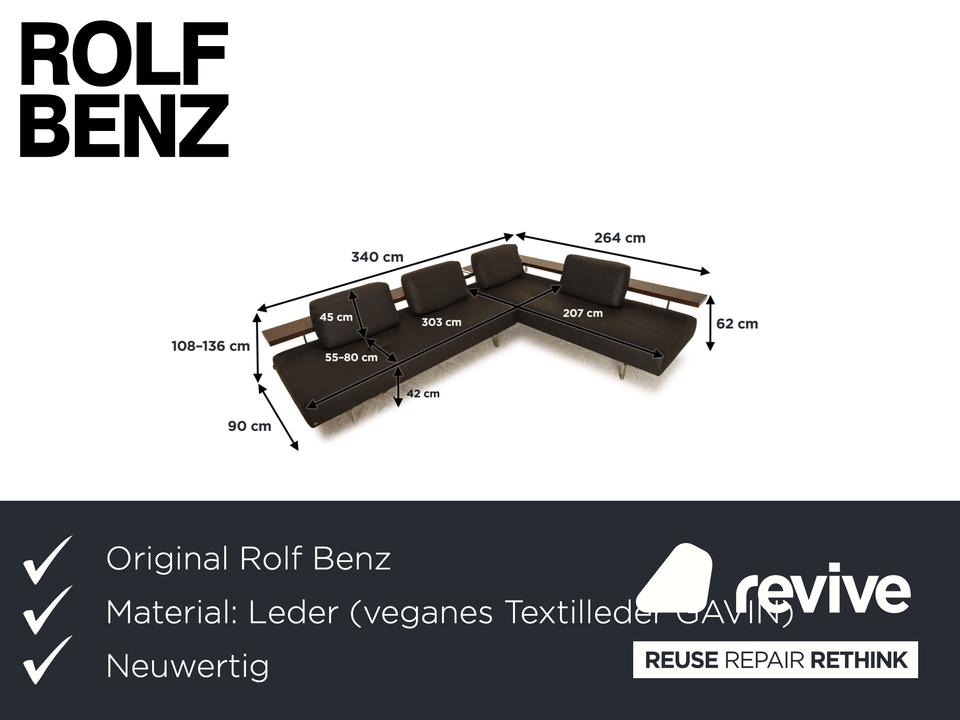 Rolf Benz Dono 6100 veganes Leder Ecksofa Dunkelgrau Sofa Couch ✨ – Bild 2