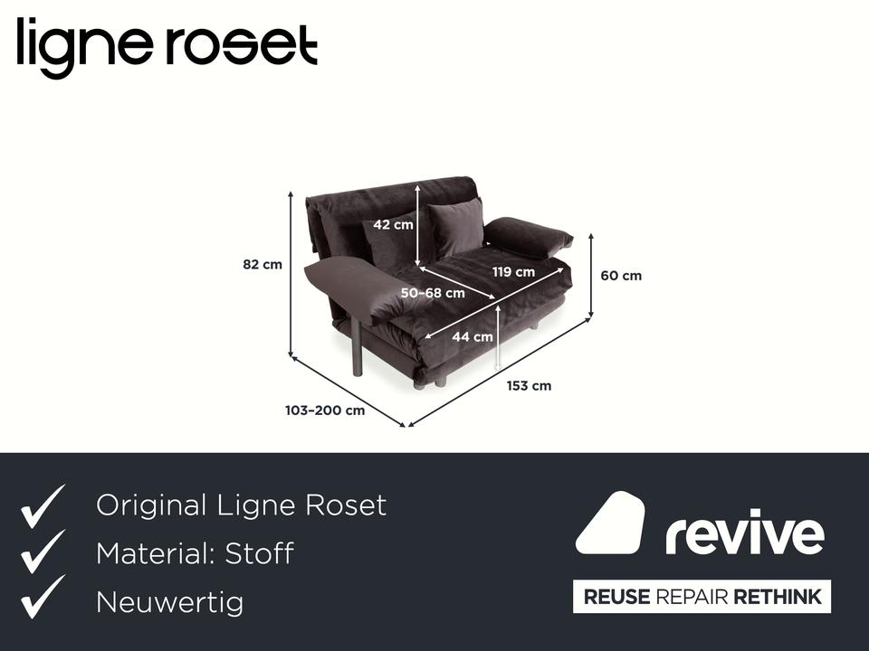 Ligne Roset Multy Zweisitzer inkl. Armlehnen Samt Stoff Grau ✨ – Bild 2