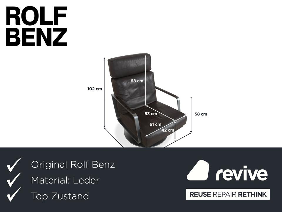 Rolf Benz Leder Metall Sessel Schwarz Anthrazit Dunkelbraun – Bild 2