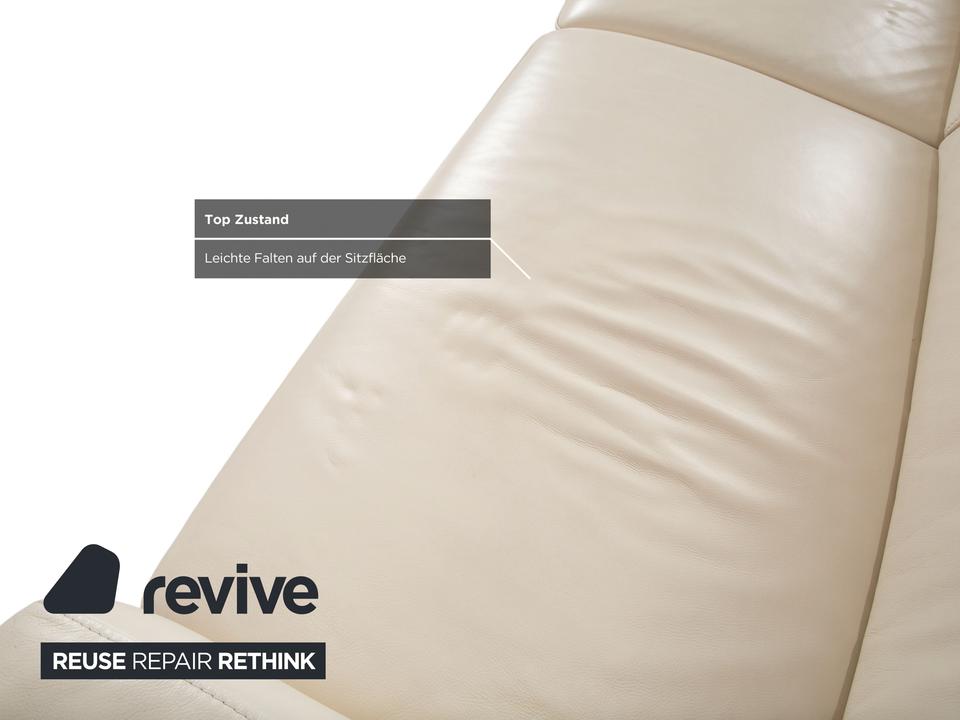 Joop 007 Leder Dreisitzer Creme Sofa Couch Metallfüße – Bild 9