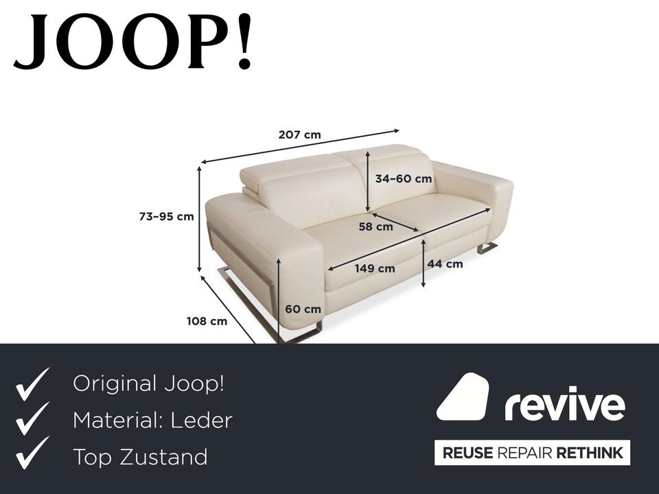 Joop 007 Leder Zweisitzer Creme Sofa Couch Metallfüße – Bild 2