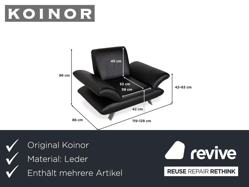 Koinor Rossini Leder Sessel Garnitur Schwarz manuelle Funktion – Bild 2