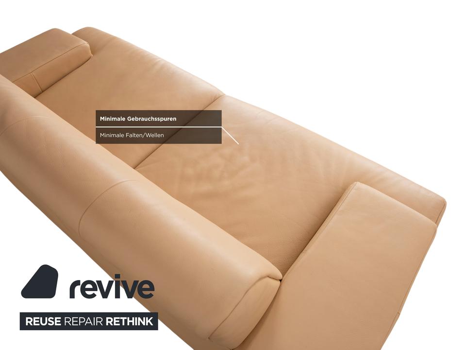 Rolf Benz AK 644 Zweisitzer Leder Sofa Creme Beige Couch – Bild 8
