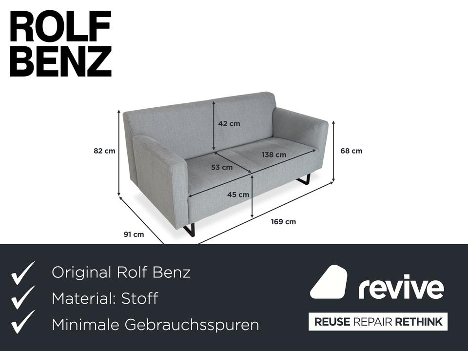 Rolf Benz 328 Stoff Dreisitzer Hellgrau Sofa Couch – Bild 2