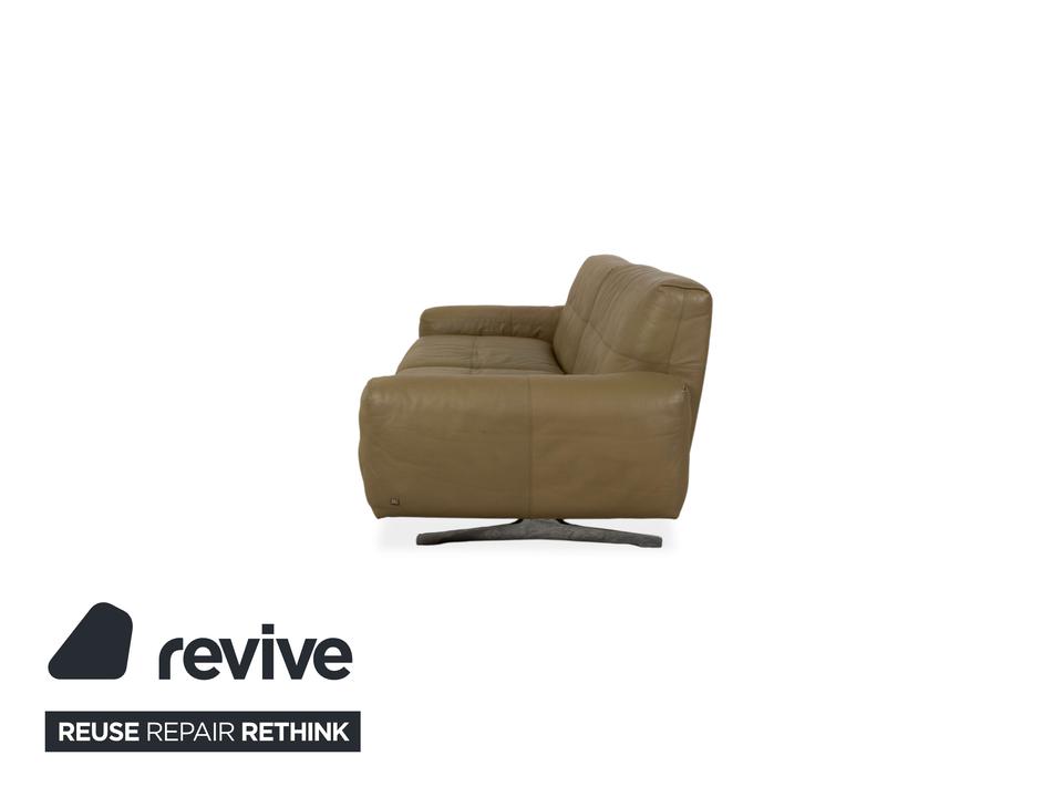 Rolf Benz 50 Dreisitzer Leder Sofa Kaki Grün Braun mit – Bild 12